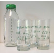 One Quart Milk Bottle and Milk Bottle with Glasses